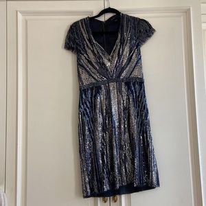 Jenny Packham silver sequin dress - UK 12 / US 6